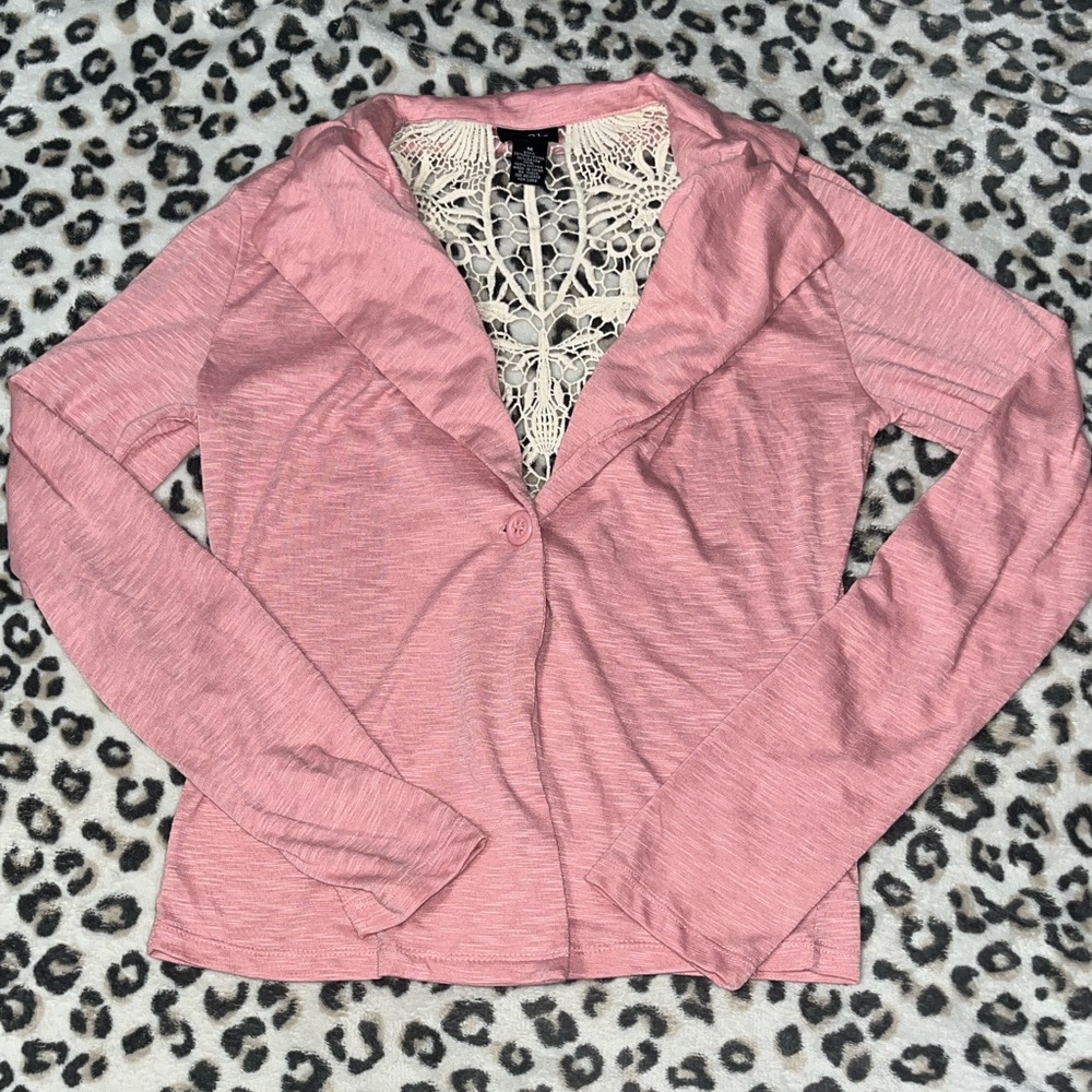 Rue21 Pink Cardigan with Lace Detail
